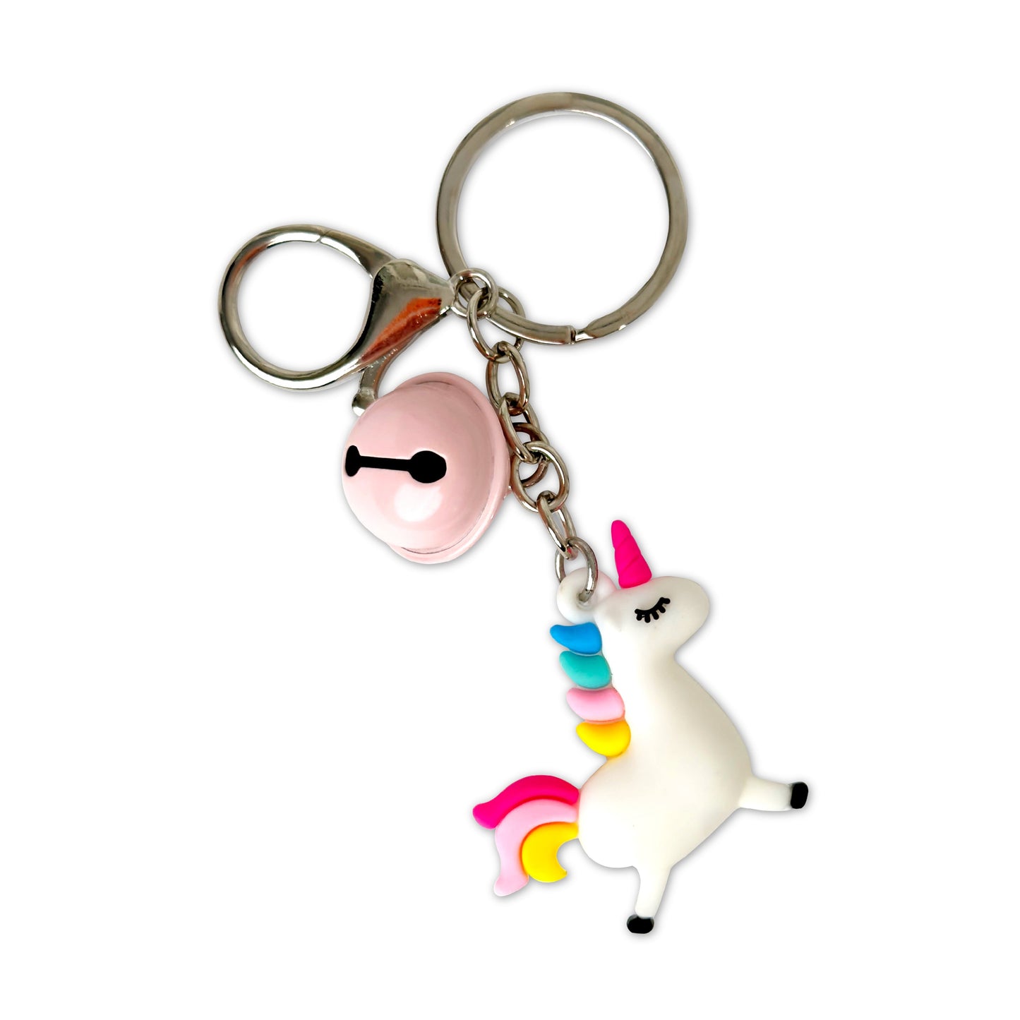 Keychain with a unicorn charm on a white background