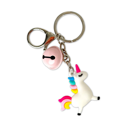 Keychain with a unicorn charm on a white background